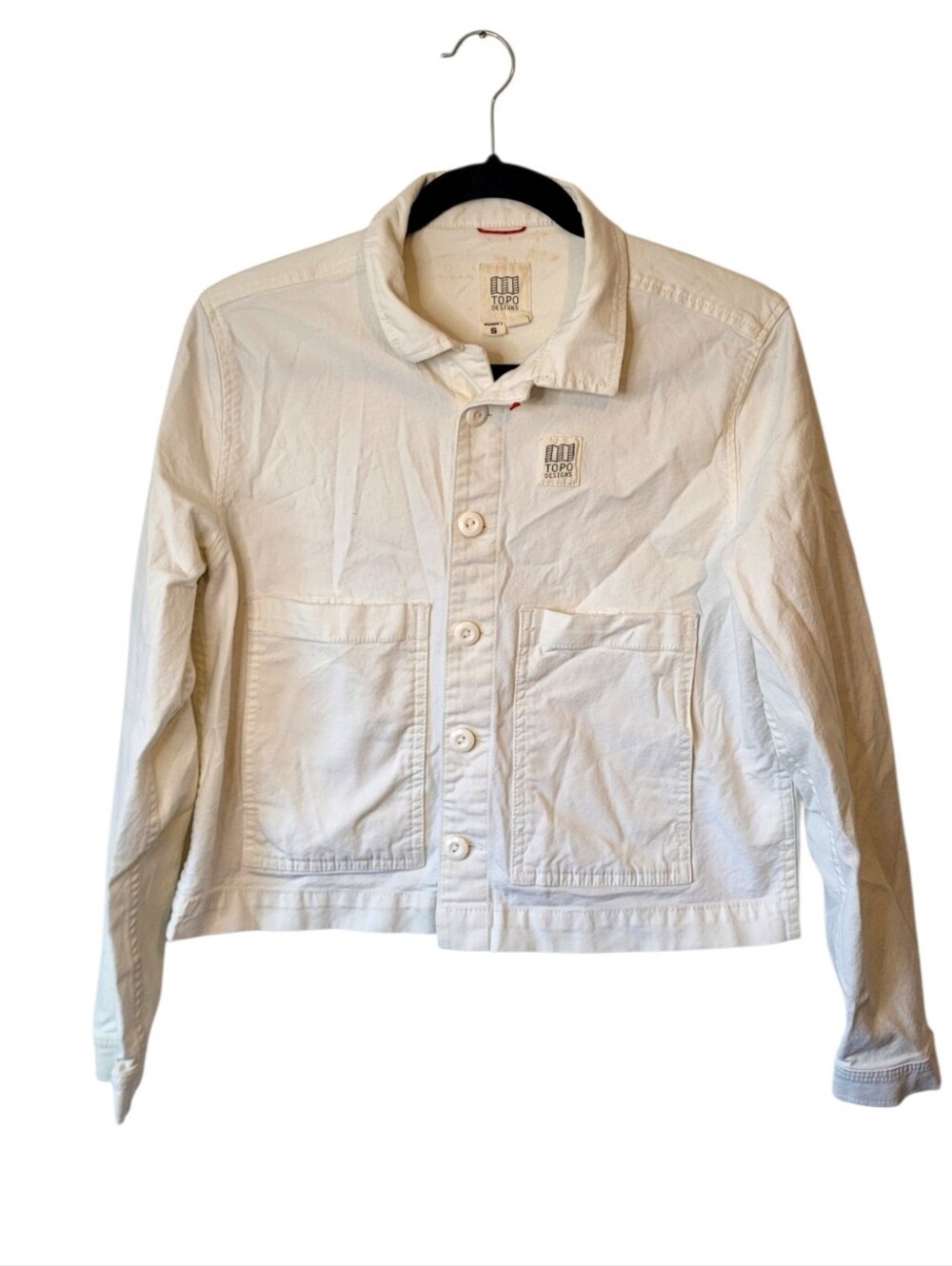 Topo Designs Women’s White Organic Cotton Patch Pocket Jacket Size S